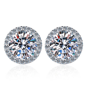 Four-Prong Moissanite Stud Earrings in 925 Sterling Silver: 2.0 ct