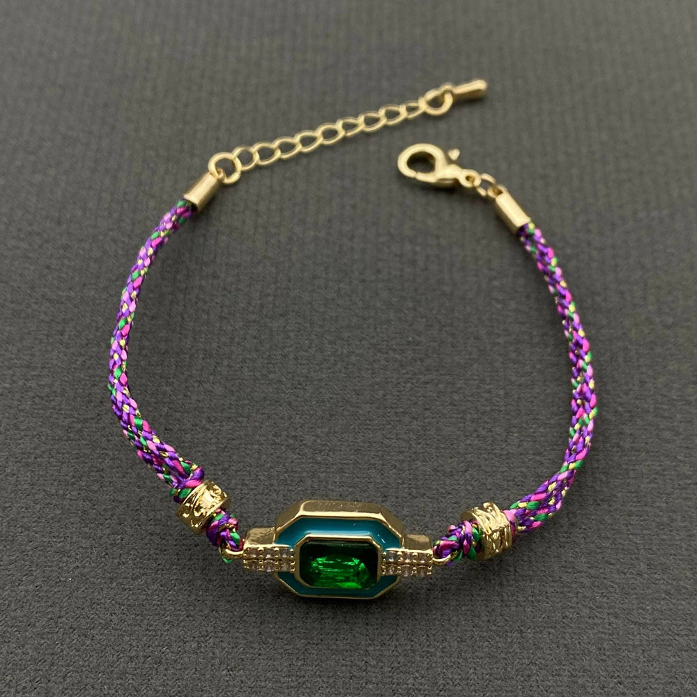 Boho zircon & Rhinestone Enamel Charm Rope Bracelet