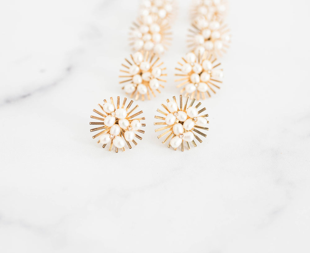 St Armands Designs of Sarasota - Sunburst Pearl Statement Stud Earrings