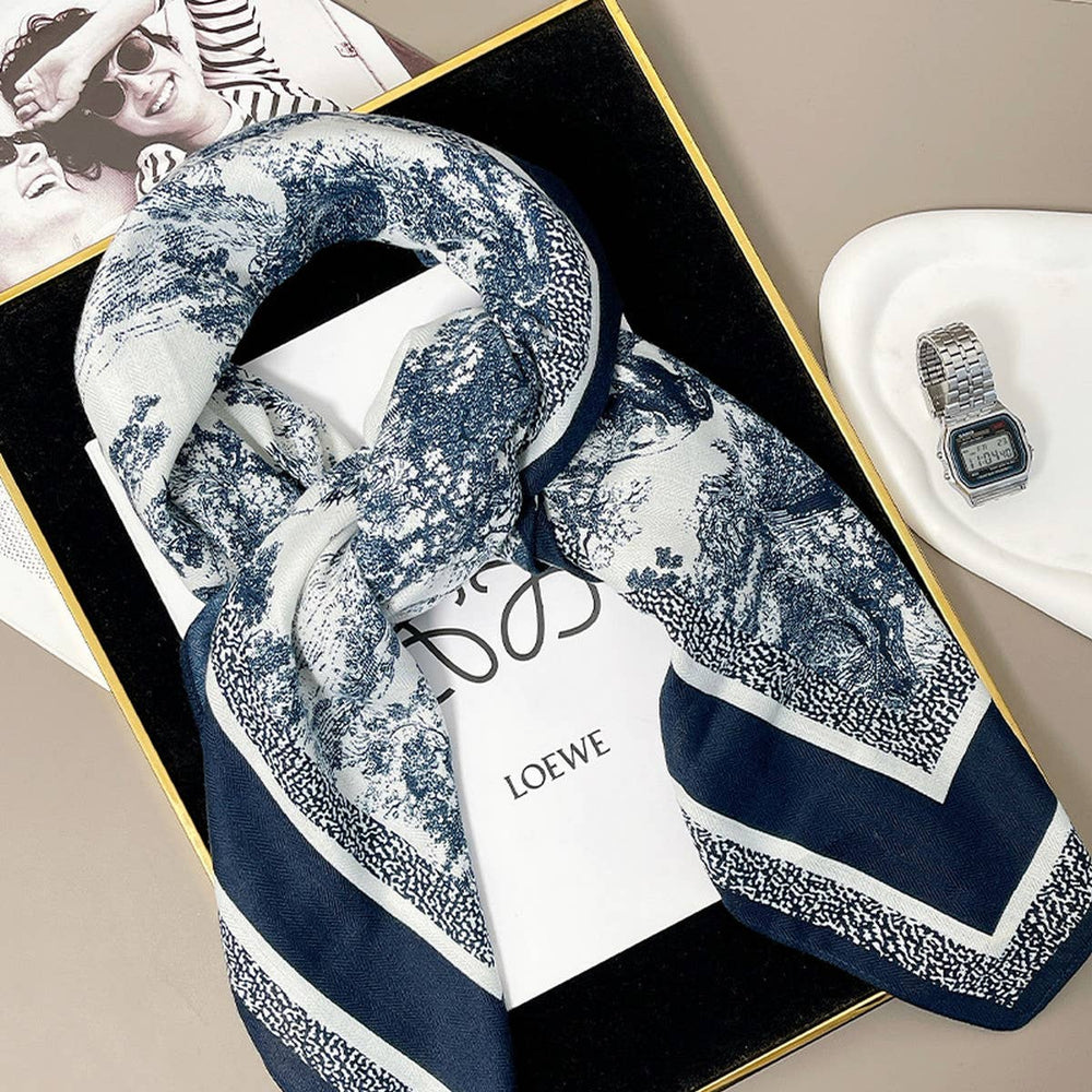 Toile Print Navy Scarf