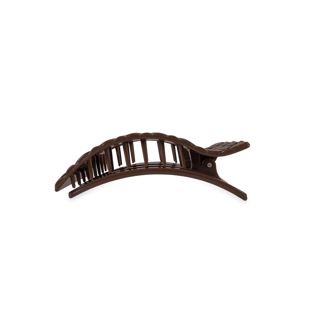 TELETIES - Flat Rectangle Hair Clip | Small | Truly Taupe Quilted