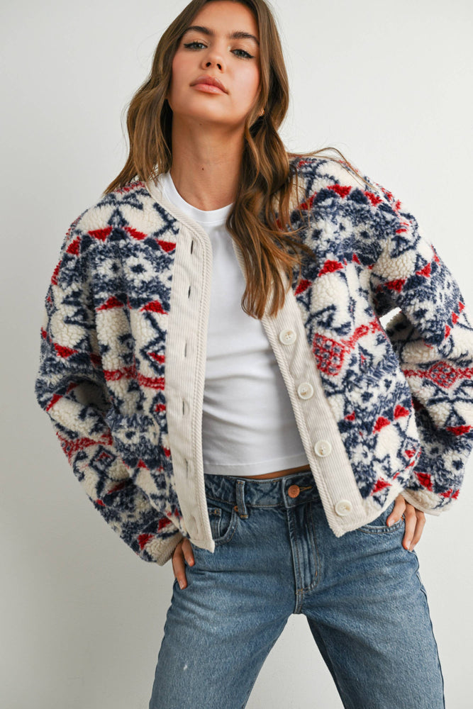 Cordoury and Fleece Long Sleeve Jacket