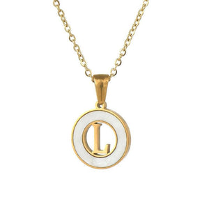 Circular Hollow Shell Initial Pendant Necklace