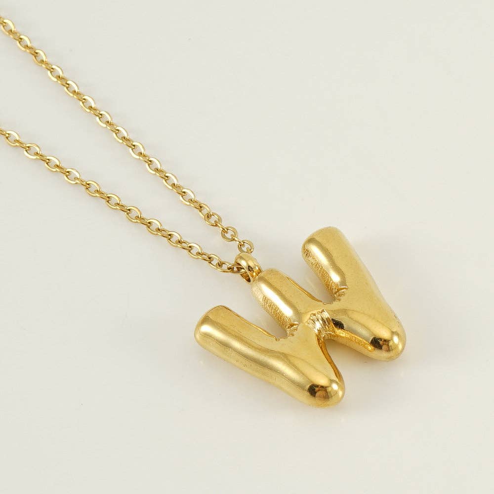 Bubble Shape Initial Pendant Necklace