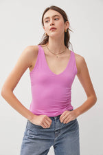 Basic V-Neck Tank: Raspberry Rose