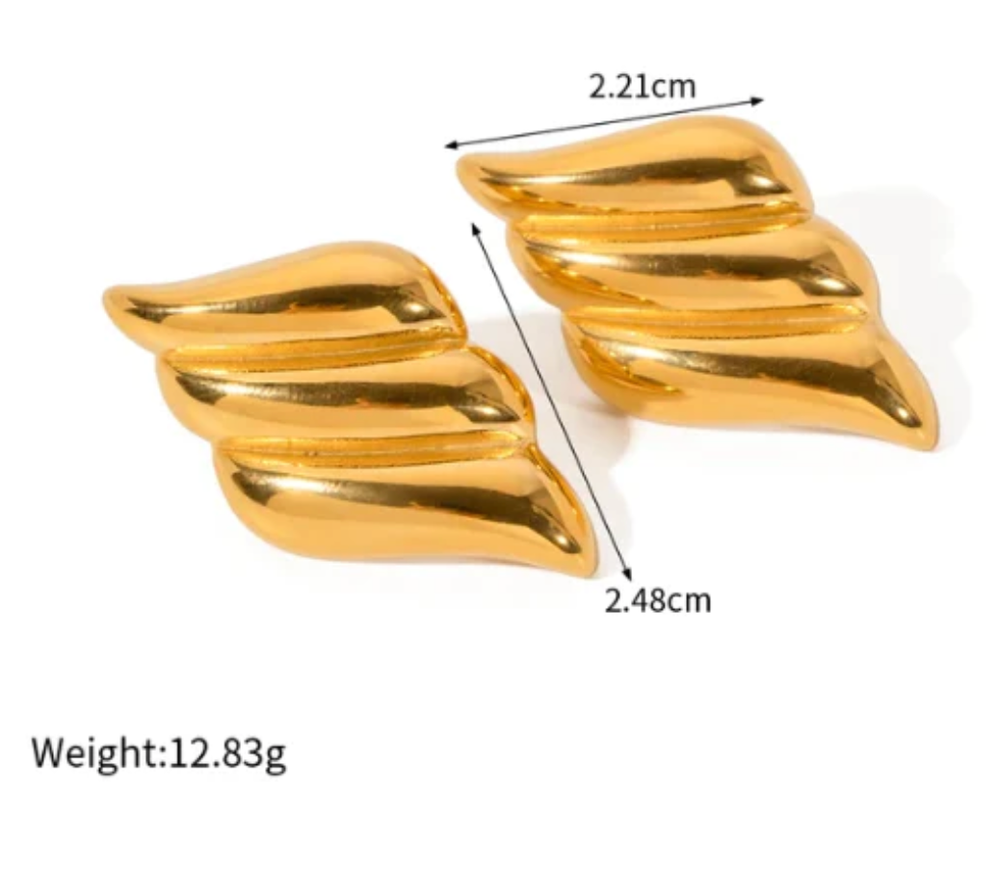 HoopLa - Aegean Button Earrings,Stainless Steel- Waterproof: Yellow Gold