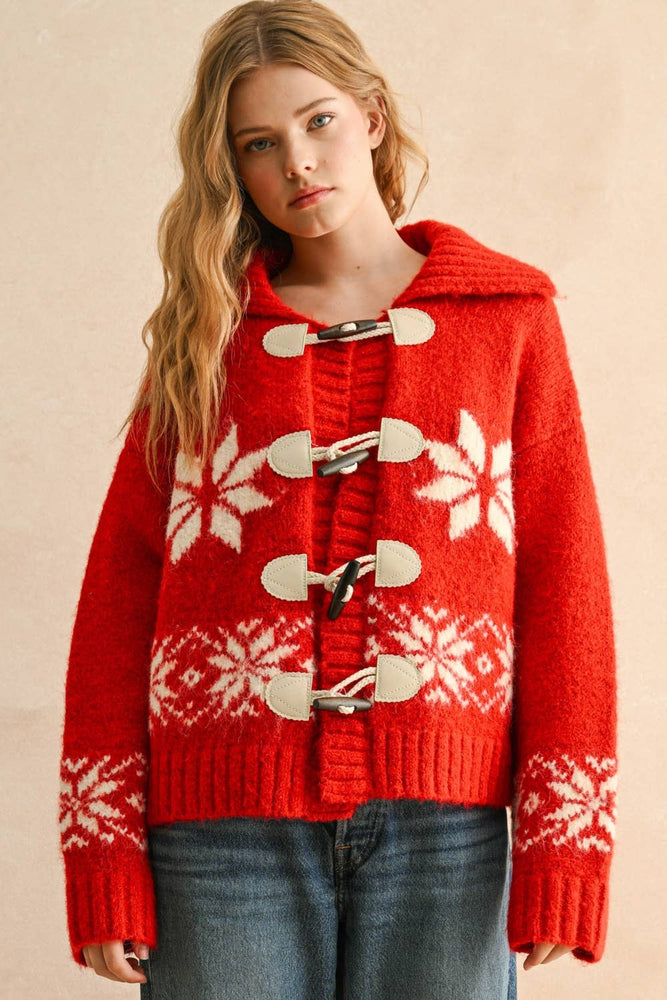 Snow Flake Red Cardigan