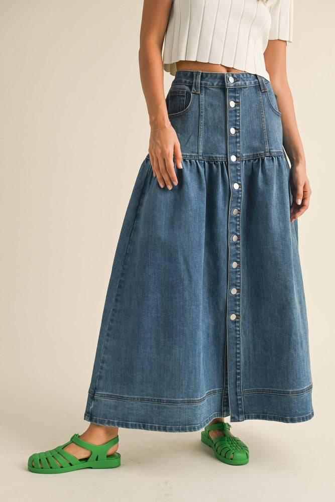 Buttondown Boho Denim Skirt