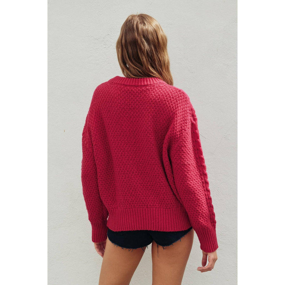 Rose Chunky Cable Knit Sweater