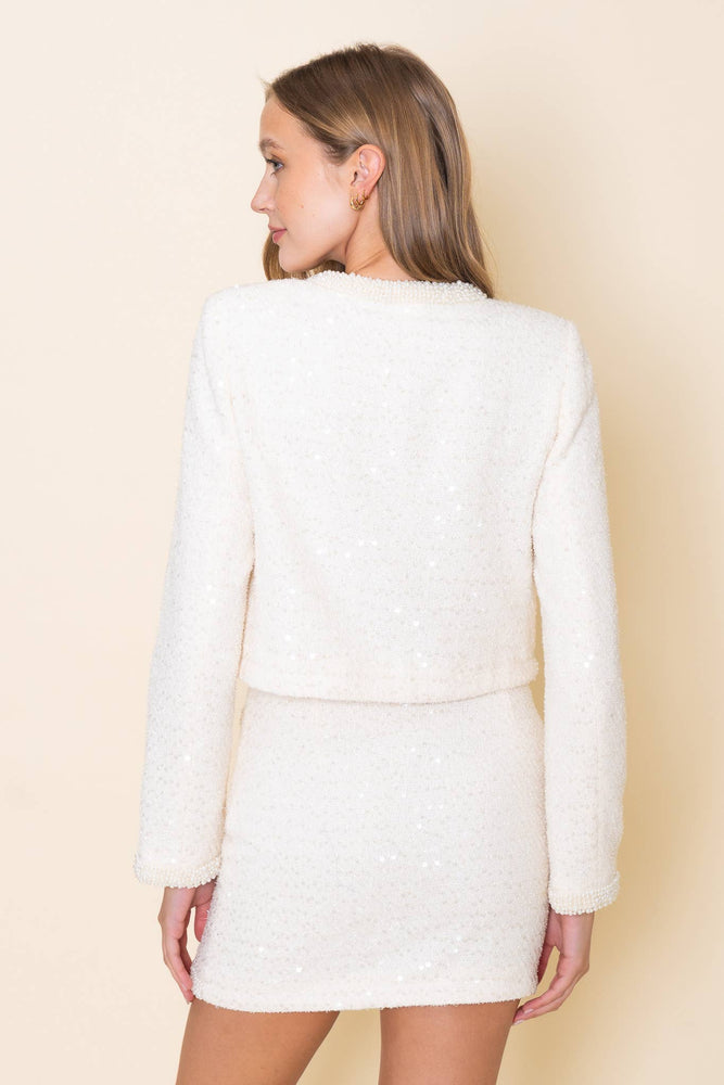 Pearl Trim Crop Jacket
