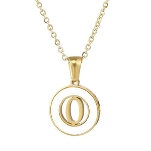 Circular Hollow Shell Initial Pendant Necklace