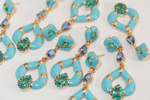 St Armands Designs of Sarasota - Aegean Dream Crystal Turquoise Teardrop Statement Earrings