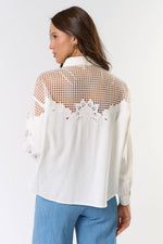White Embroidered Button Down Shirt