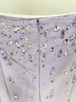 Square Neck Lilac Gown with Hand-Beaded Diamonds
