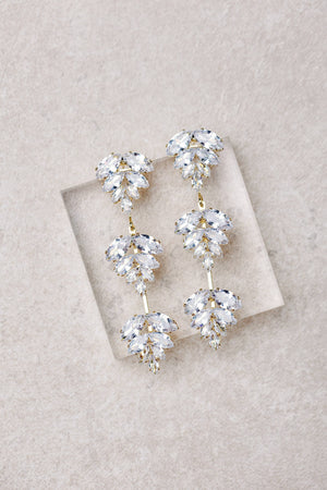 St Armands Designs of Sarasota - Gold Palm Diamond Drop Earrings