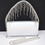 Silver Fringe Rhinestone Handle Bag
