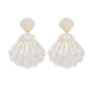 St Armands Designs of Sarasota - White Tortoise Statement Shell Earrings