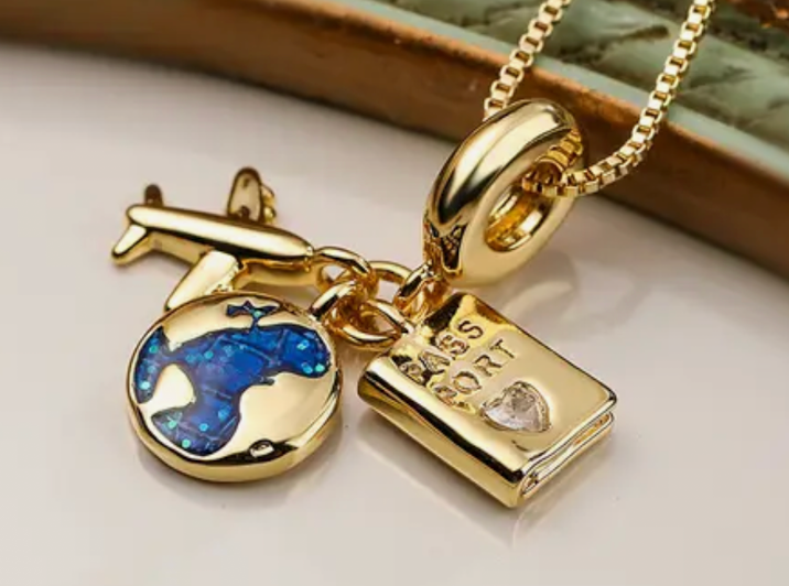 HoopLa Style - Charm Necklace - Travel Talisman Stainless Steel Necklace: Suitcase