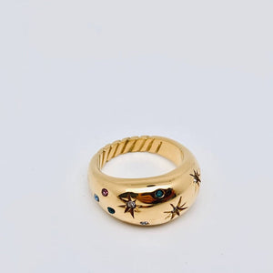 Hexagram Zircon 18K Gold Plated Stainless Steel Ring: 8