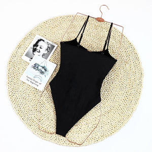 Black Horseshoe Out One Piece Swimsuit