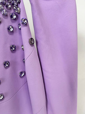 Lavender Rhinestone Gown with Draped Shawl