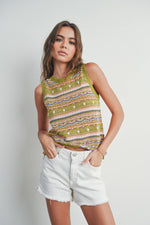 Geo Pattern Knit Sleeveless Top