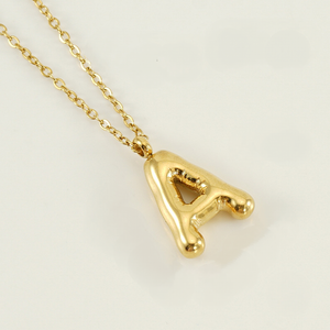 Bubble Shape Initial Pendant Necklace