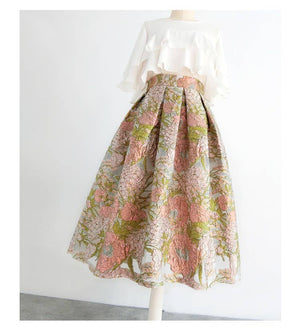 Easter Pink Floral Embroidered Skirt