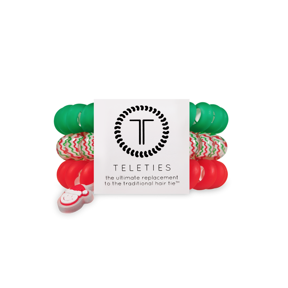 TELETIES - Spiral Hair Coils | Large | Santa Baby Hair Ties