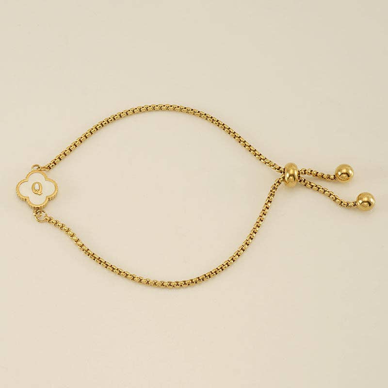 Initial Letter Four Leaf Clover Bracelet