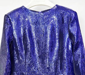 Deep Amethyst Handmade Sequin Mermaid Evening Gown with Front Slit