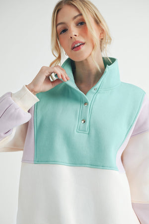 Glo Colorblock Pullover: Lilac Seafoam