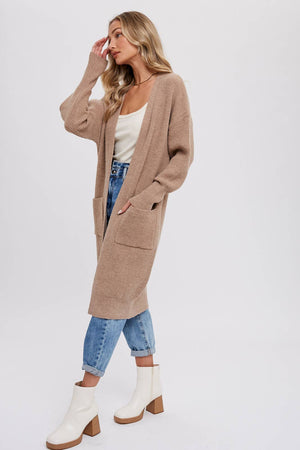 Latte Open Ribbed Cardigan