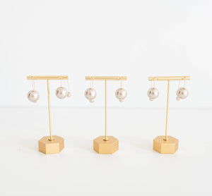 Gray Swinging Pearl Statement Drop Earrings