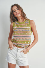 Geo Pattern Knit Sleeveless Top