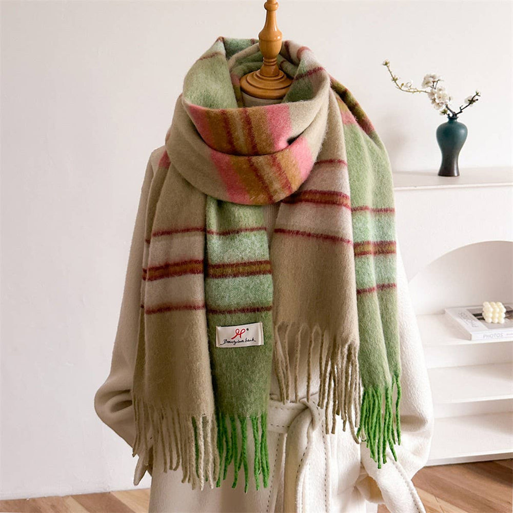 Soft Gradient Knit Tassel Scarf