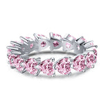 Pink Heart Pave Setting Eternity Band
