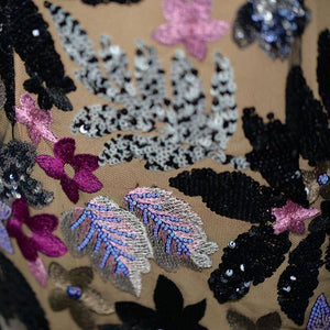 Elegant Floral Sequin Embroidered Mesh Tube Top Dress