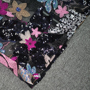Elegant Floral Sequin Embroidered Mesh Tube Top Dress