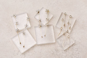 St Armands Designs of Sarasota - Diamond Bow Gold Duster Drop Earrings