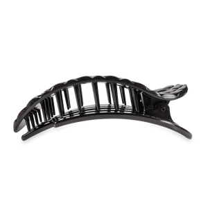 TELETIES - Flat Round Hair Clip | Large | Jet Black Quilted