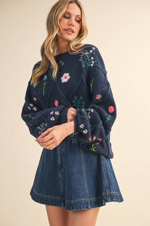 Wildflower Navy Sweater
