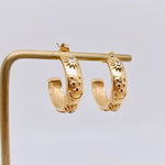 Embossed Star Moon Sun 18K Gold Plated Hoop Earrings