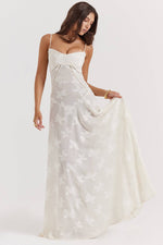 White Floral Corset Maxi Dress