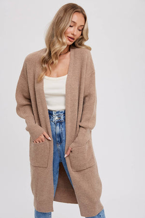 Latte Open Ribbed Cardigan