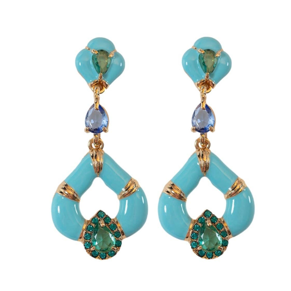 St Armands Designs of Sarasota - Aegean Dream Crystal Turquoise Teardrop Statement Earrings
