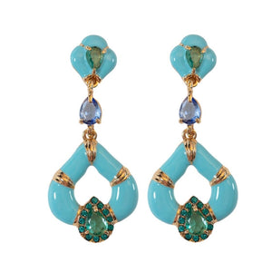 St Armands Designs of Sarasota - Aegean Dream Crystal Turquoise Teardrop Statement Earrings