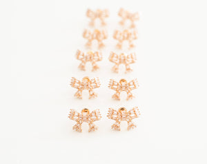 St Armands Designs of Sarasota - Gold Mini Sparkler Statement Stud Bow Earrings