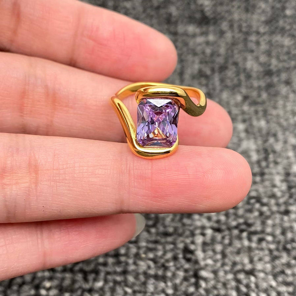 Purple Zircon 18K Gold Plated Ring