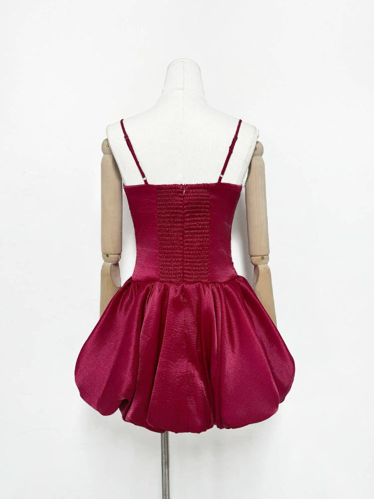 Burgundy Rosette Mini Dress